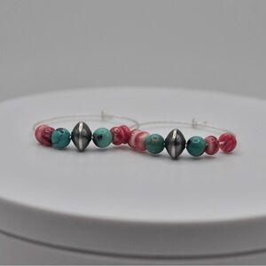Sterling Silver Hoops with Navajo Pearl Saucer Beads